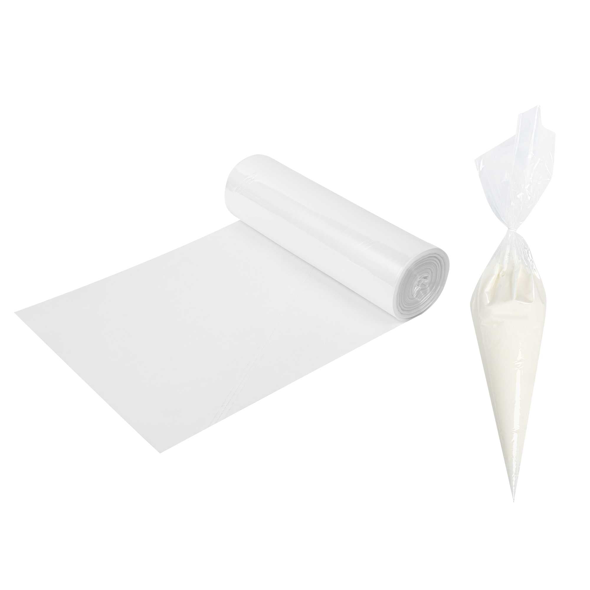 Pastry Tek Clear Plastic Disposable Pastry Piping Bag - 100 Bags / Roll, Angled Edge - 20" - 1 count box