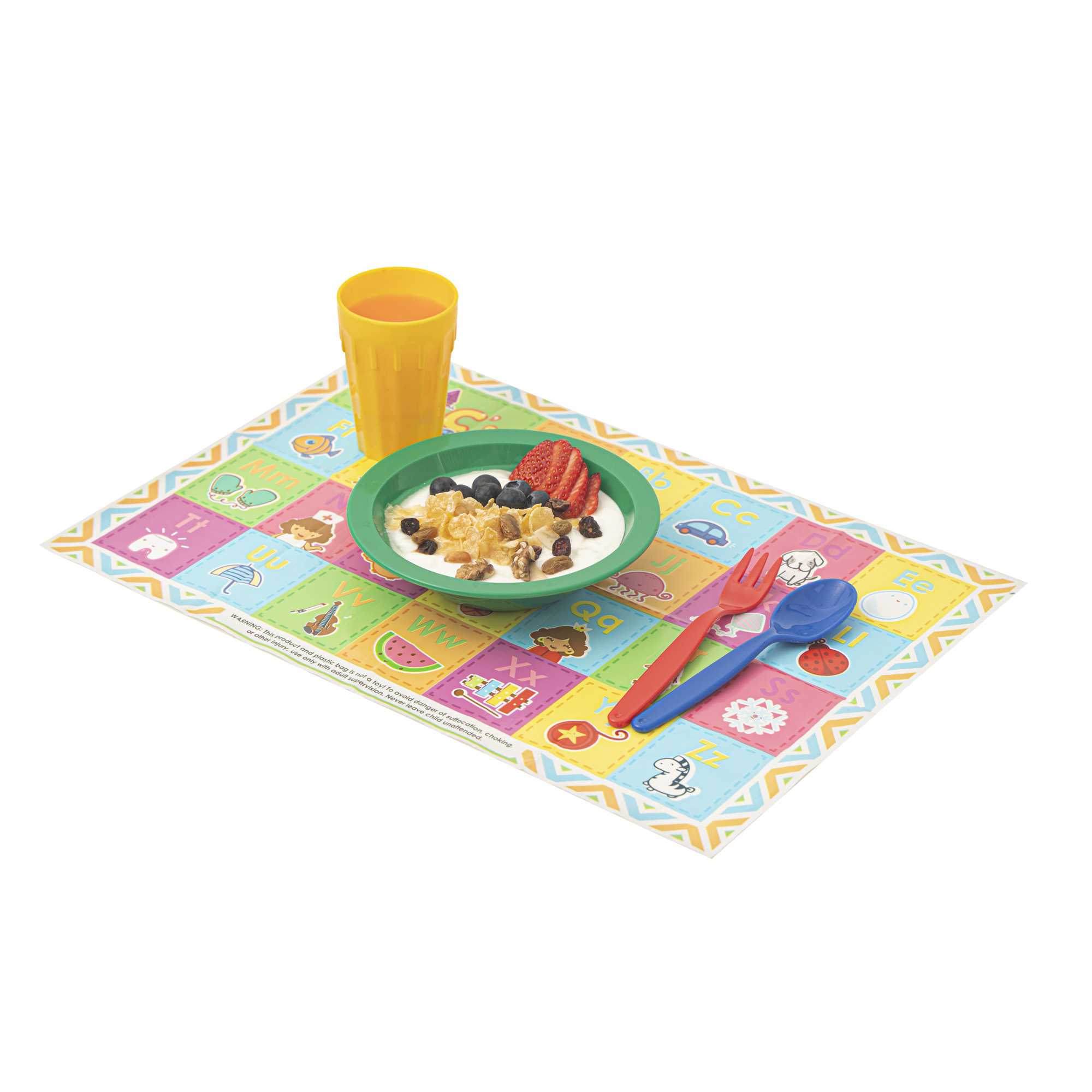 Table Tek Rectangle Alphabet Plastic Baby Placemat - BPA-Free - 18" x 12" - 1000 count box