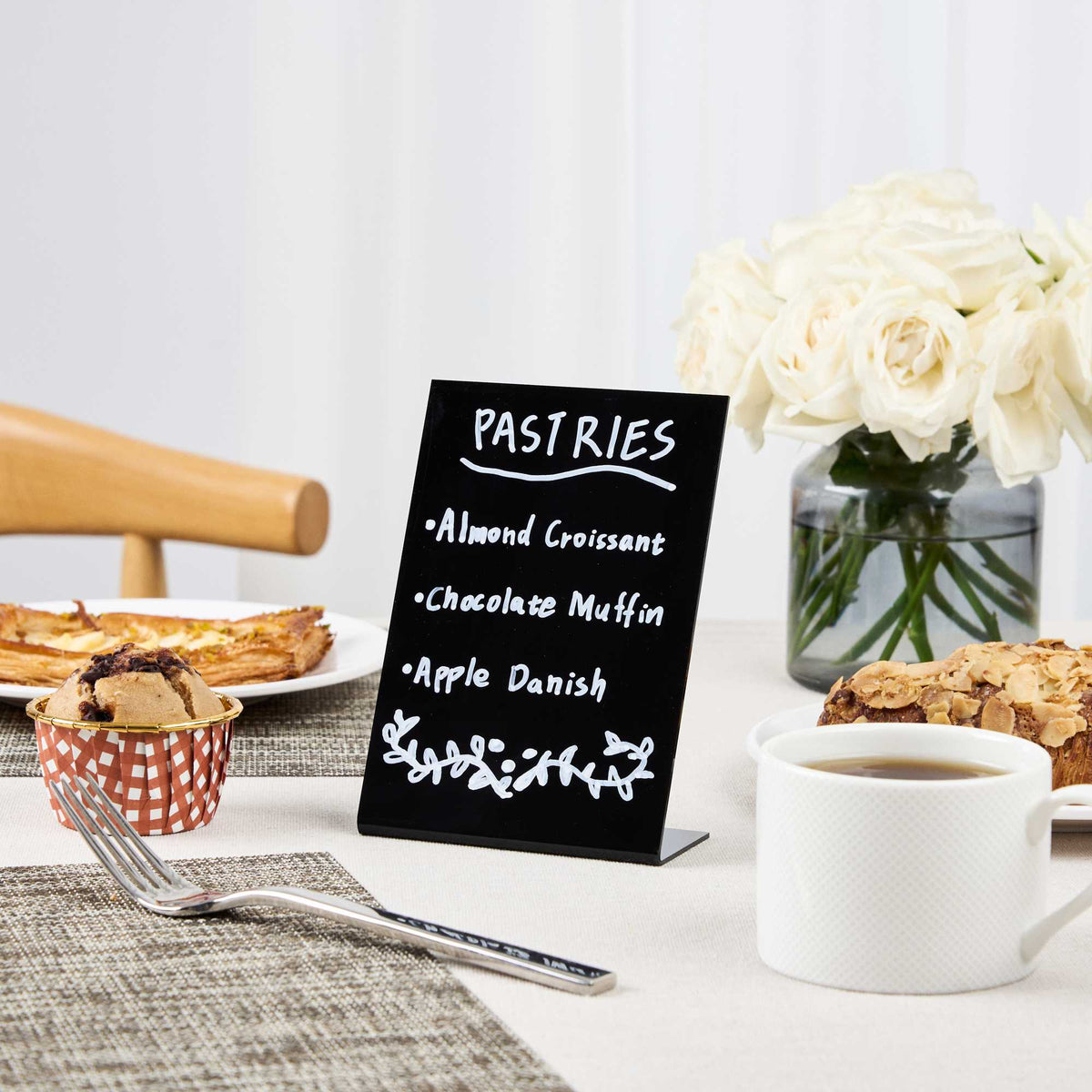 Display Tek Black Tabletop Chalkboard Sign - 4" x 1 3/4 x 6" - 3 count box