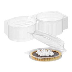 Thermo Tek Round Clear Plastic Hinged Low Pie Container - For 8