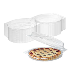 Thermo Tek Round Clear Plastic Hinged Low Pie Container - For 10