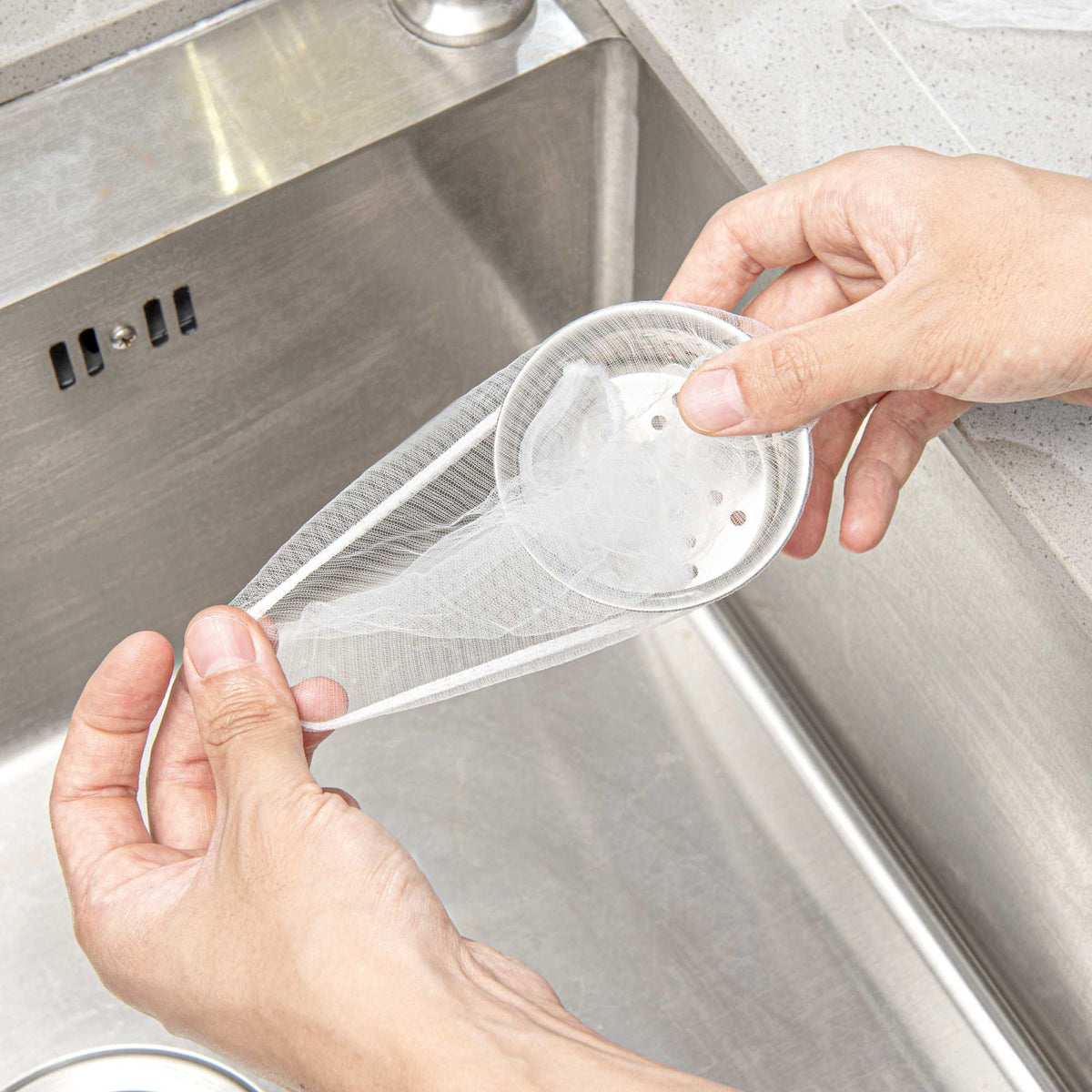 Clean Tek Professional White Plastic Large Sink Strainer Mesh Bag - Universal Fit - 4" x 7 3/4" - 50 count box