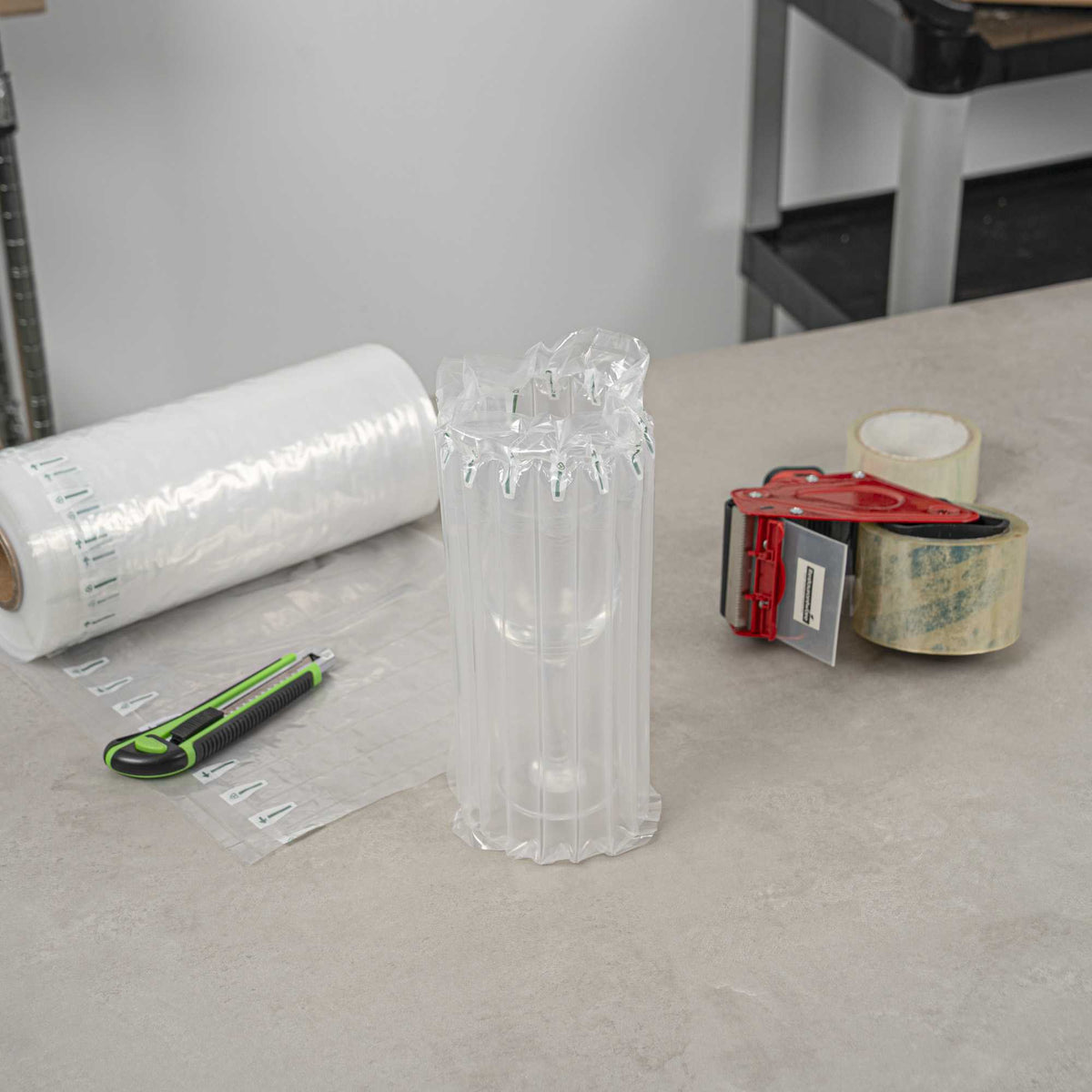 Handy Tek Clear Plastic Inflatable Air Column Sheet Roll - 12" x 164' - 1 count box