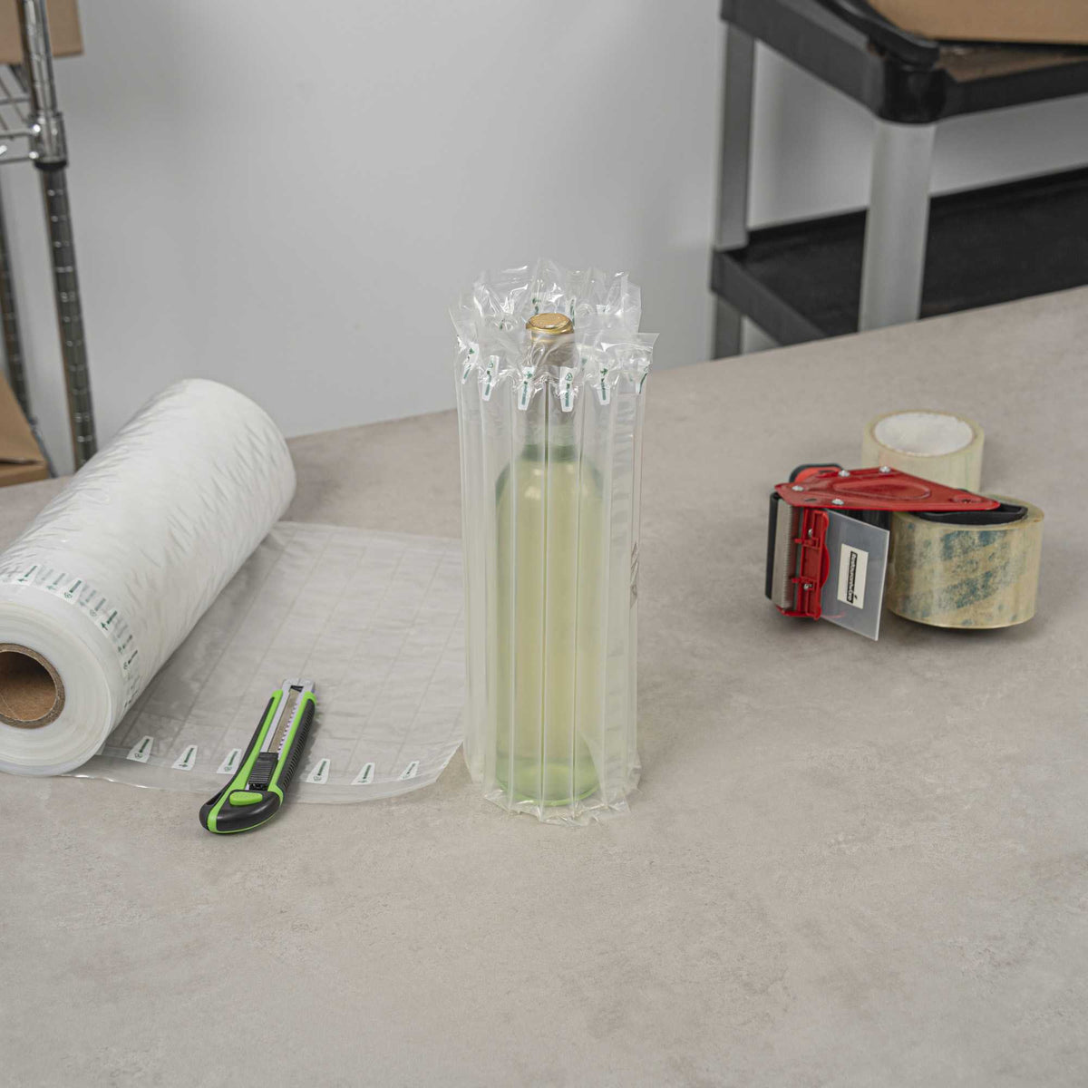 Handy Tek Clear Plastic Inflatable Air Column Sheet Roll - 13 3/4" x 164' - 1 count box