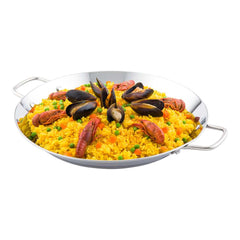 Met Lux Round Stainless Steel Paella Pan - Induction Ready - 13 1/2