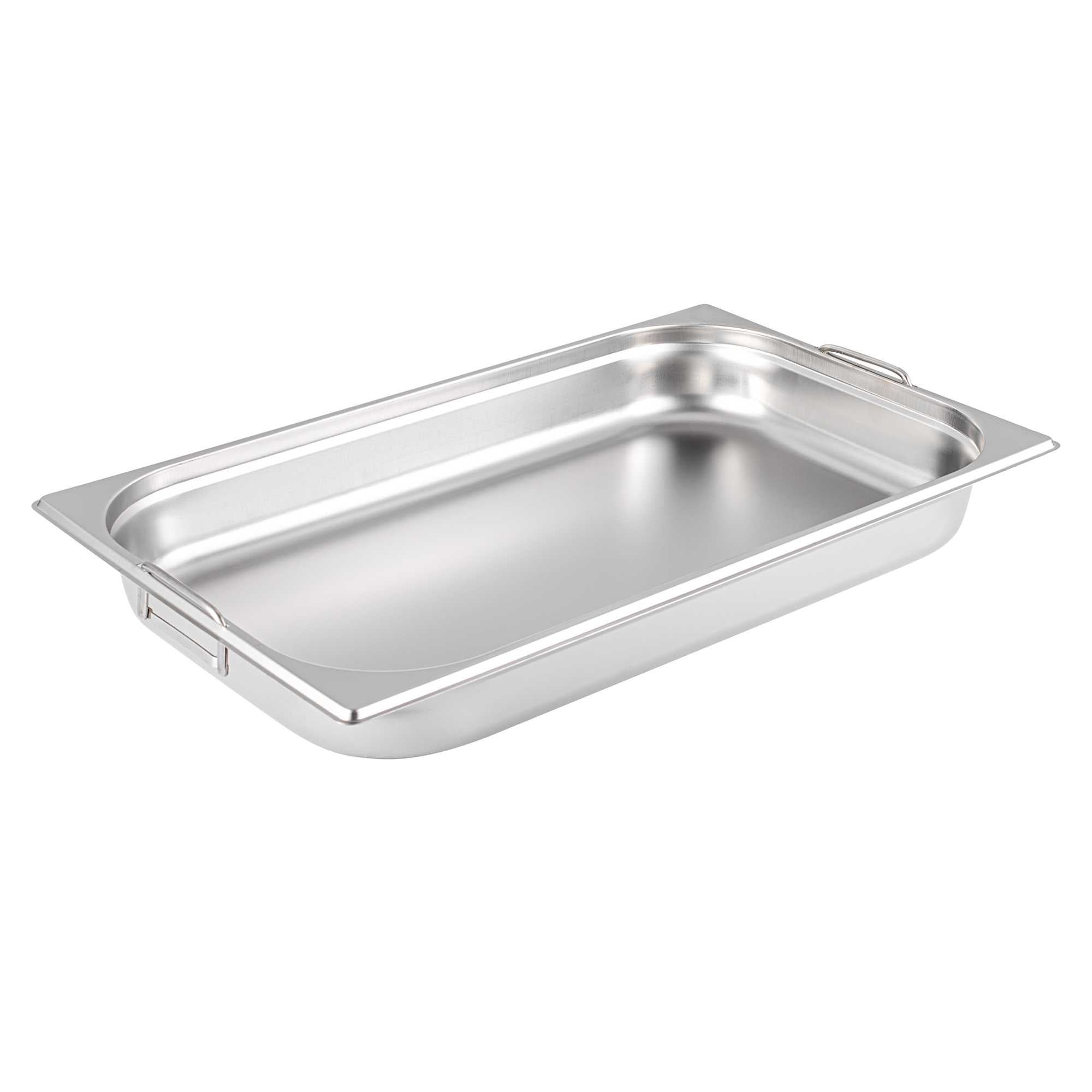 Met Lux Rectangle Stainless Steel Full Size Steam Table Pan 2.5 Inch Deep - Anti Jam, Collapsible Handles - 1 count box