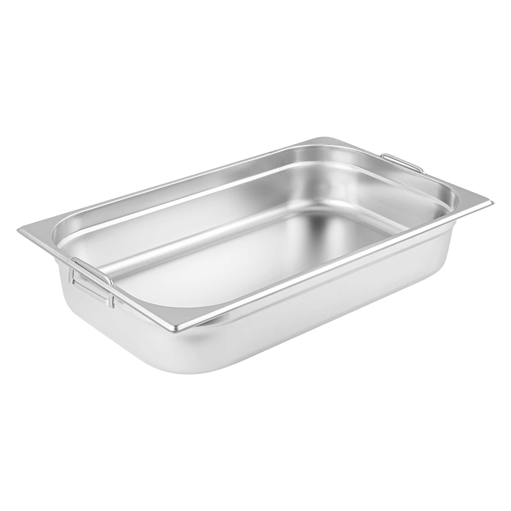 Met Lux Rectangle Stainless Steel Full Size Steam Table Pan 4 Inch Deep - Anti Jam, Collapsible Handles - 1 count box
