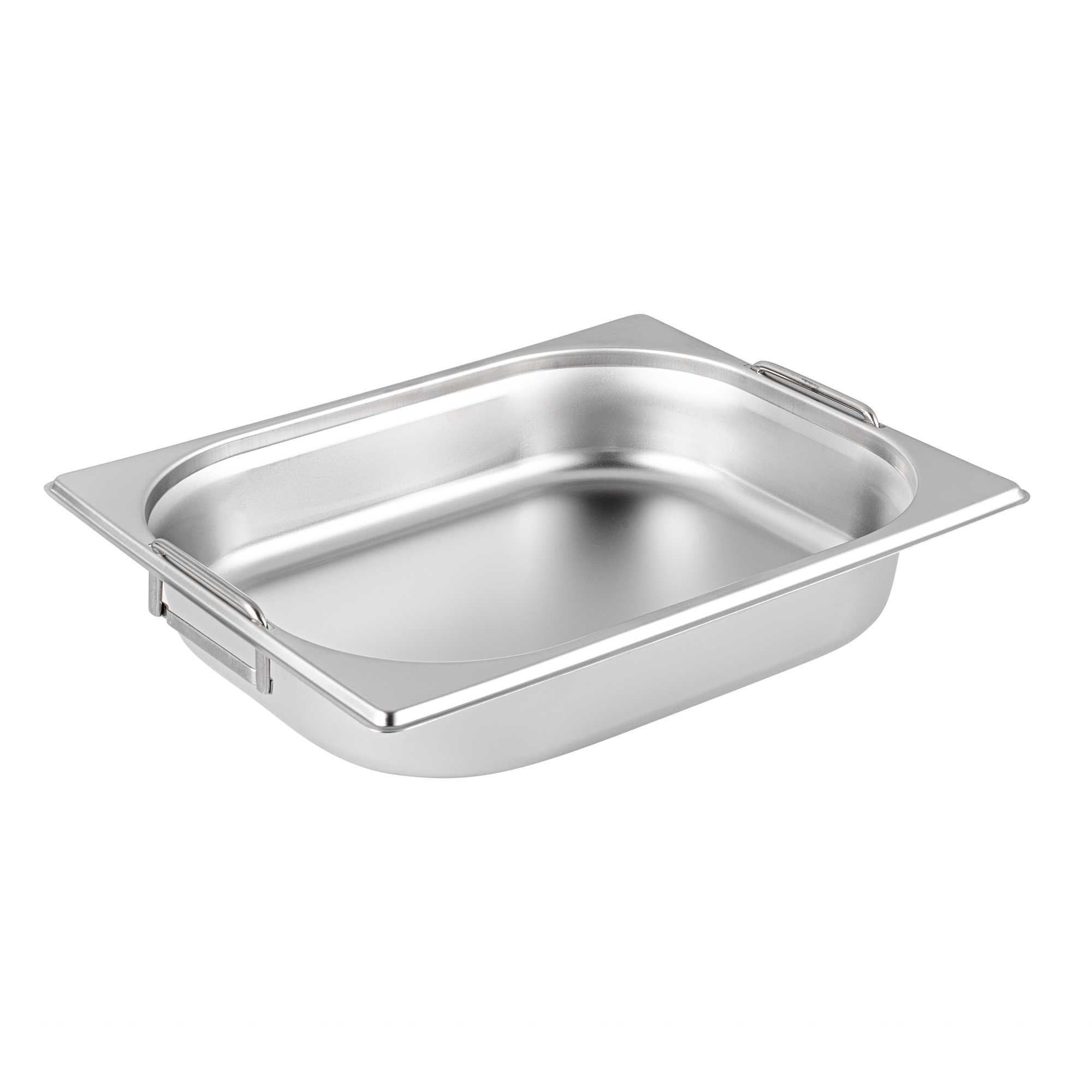 Met Lux Rectangle Stainless Steel 1/2 Size Steam Table Pan 2.5 Inch Deep - Anti Jam, Collapsible Handles - 1 count box