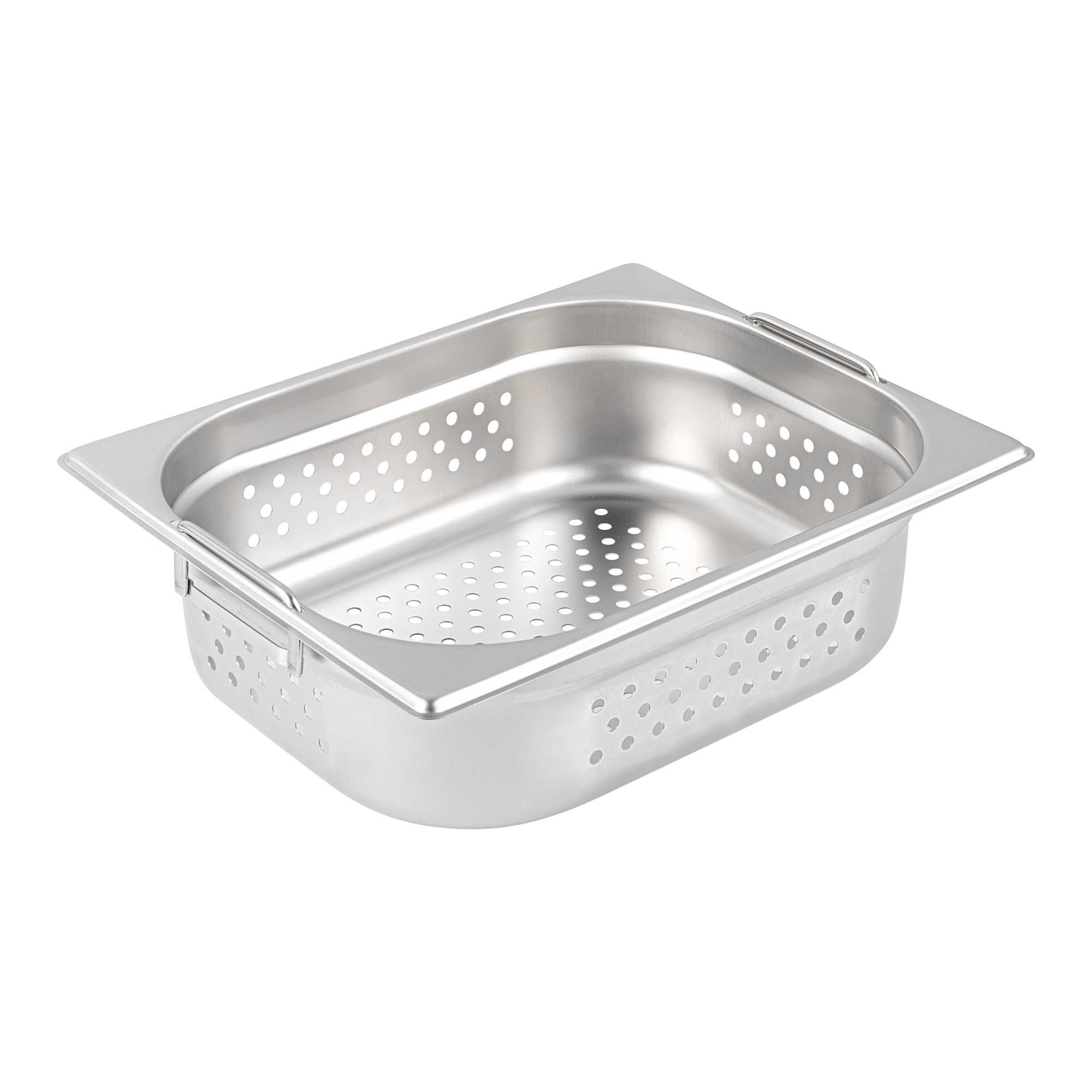 Met Lux Rectangle Stainless Steel 1/2 Size Steam Table Pan 4 Inch Deep - Perforated, Anti Jam, Collapsible Handles - 1 count box