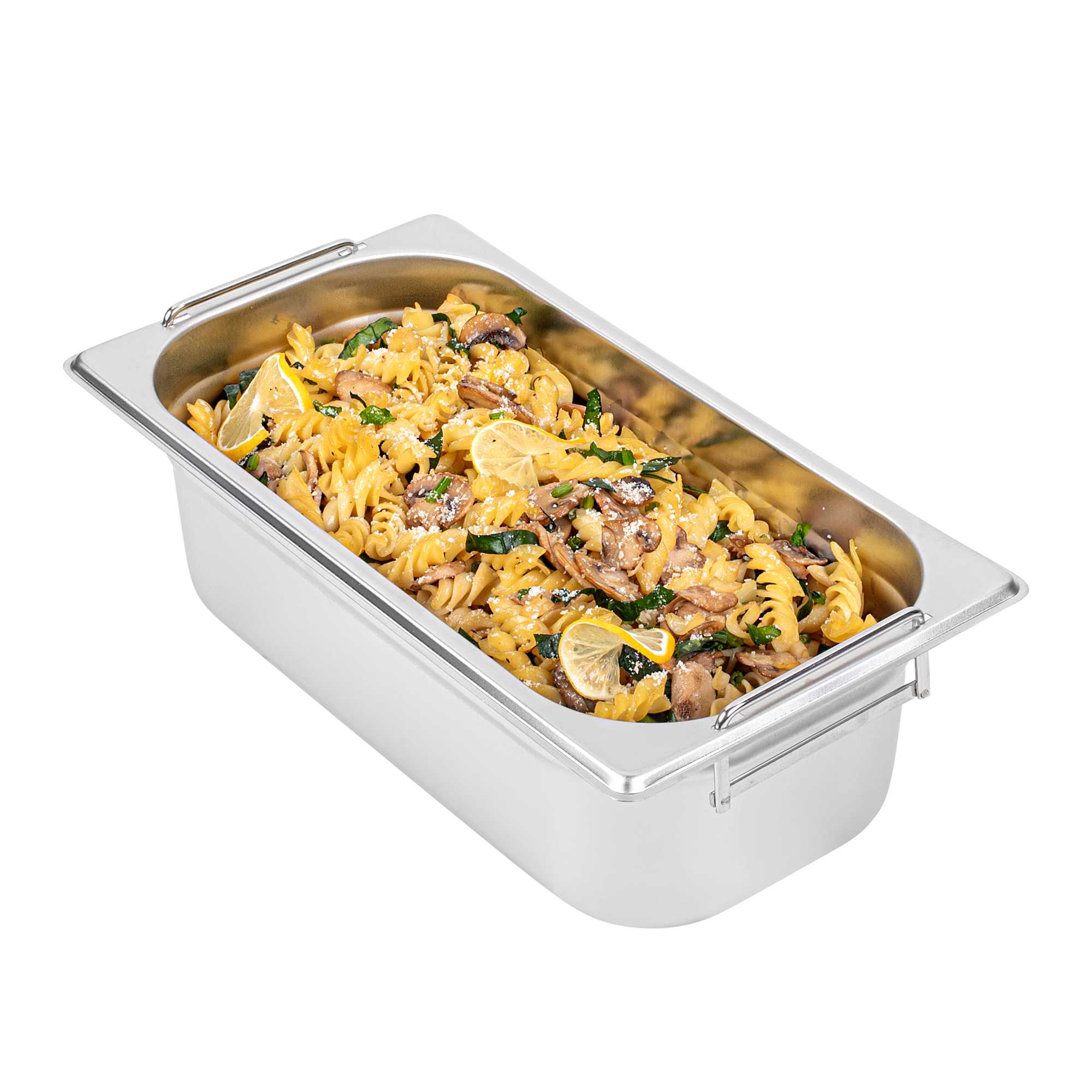 Met Lux Rectangle Stainless Steel 1/3 Size Steam Table Pan 4 Inch Deep - Anti Jam, Collapsible Handles - 1 count box