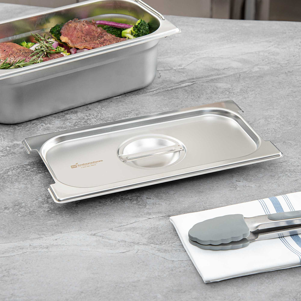 Stainless Steel Steam Table Pan Lid - Rectangle - Silver - 1/3 Size - 1 ...
