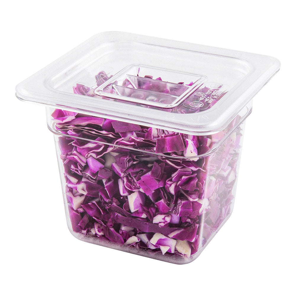Plastic Cold Food Storage Container Lid - Rectangle - Clear - 1/6 Size ...