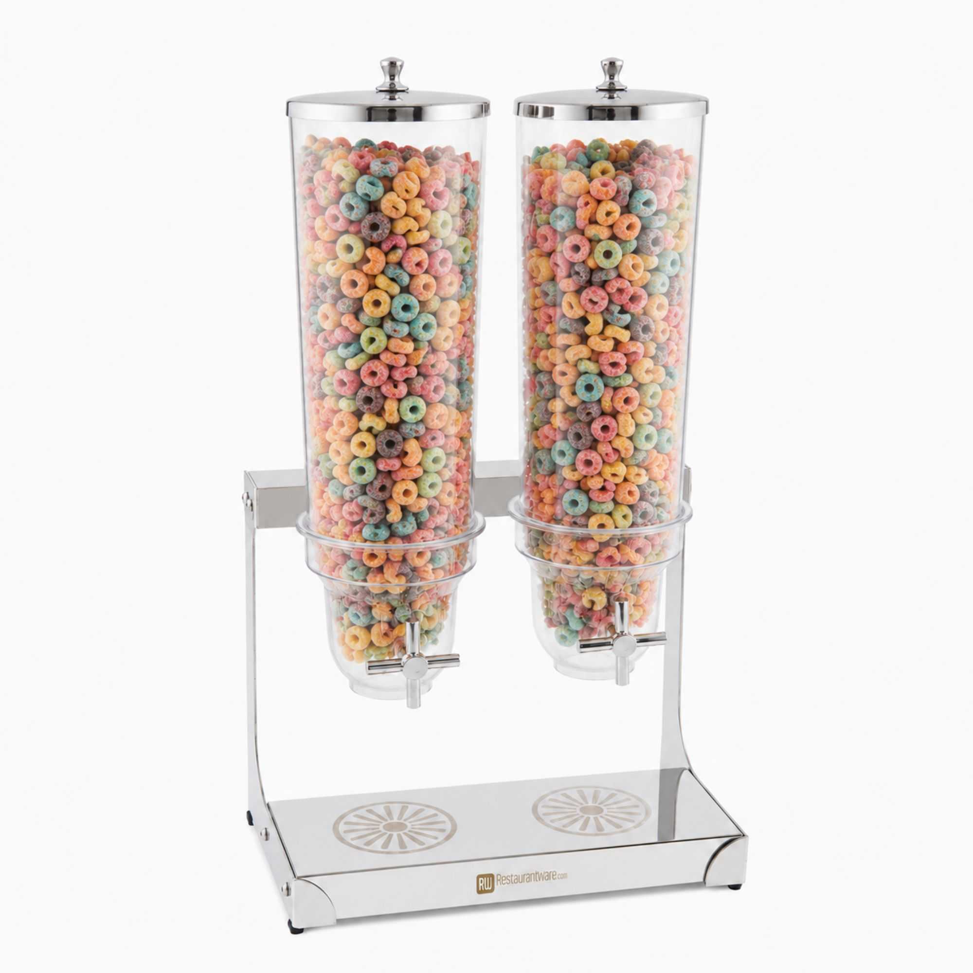 Met Lux 3L Stainless Steel Cereal Dispenser - 2 Compartments - 8" x 13" x 25" - 1 count box