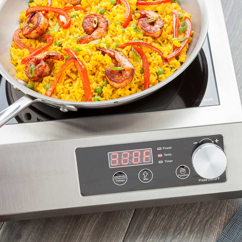 Kitchen tek Square Stainless Steel Heavy-Duty Induction Cooktop - 220V, 3500 Watts - 18 1/2" x 14 1/2" x 5 3/4" - 1 count box