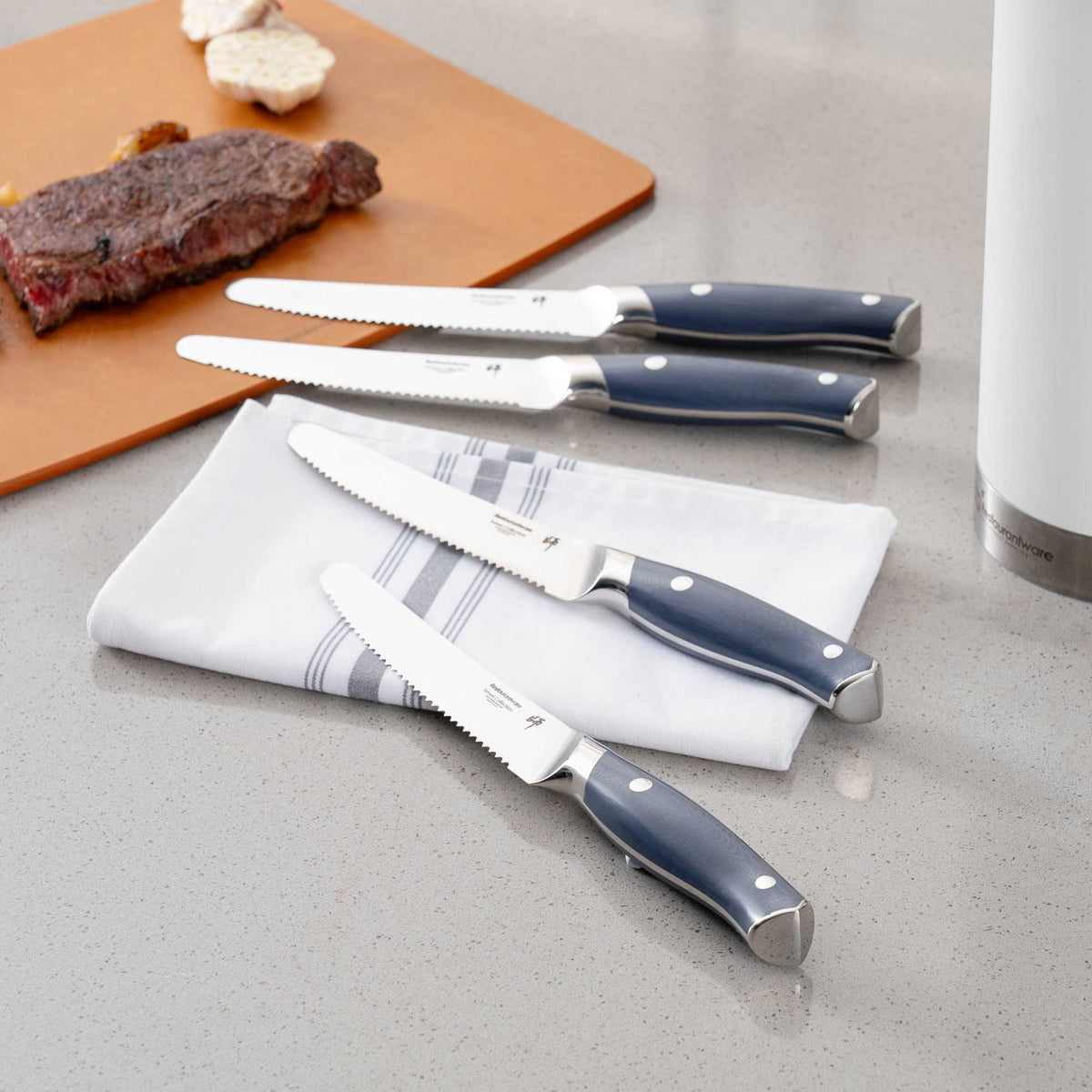 Sensei Blue Damascus Steel 5.5" Steak Knife - 4 count box