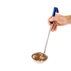Met Lux 8 oz Stainless Steel Serving Ladle - with Blue Handle - 15