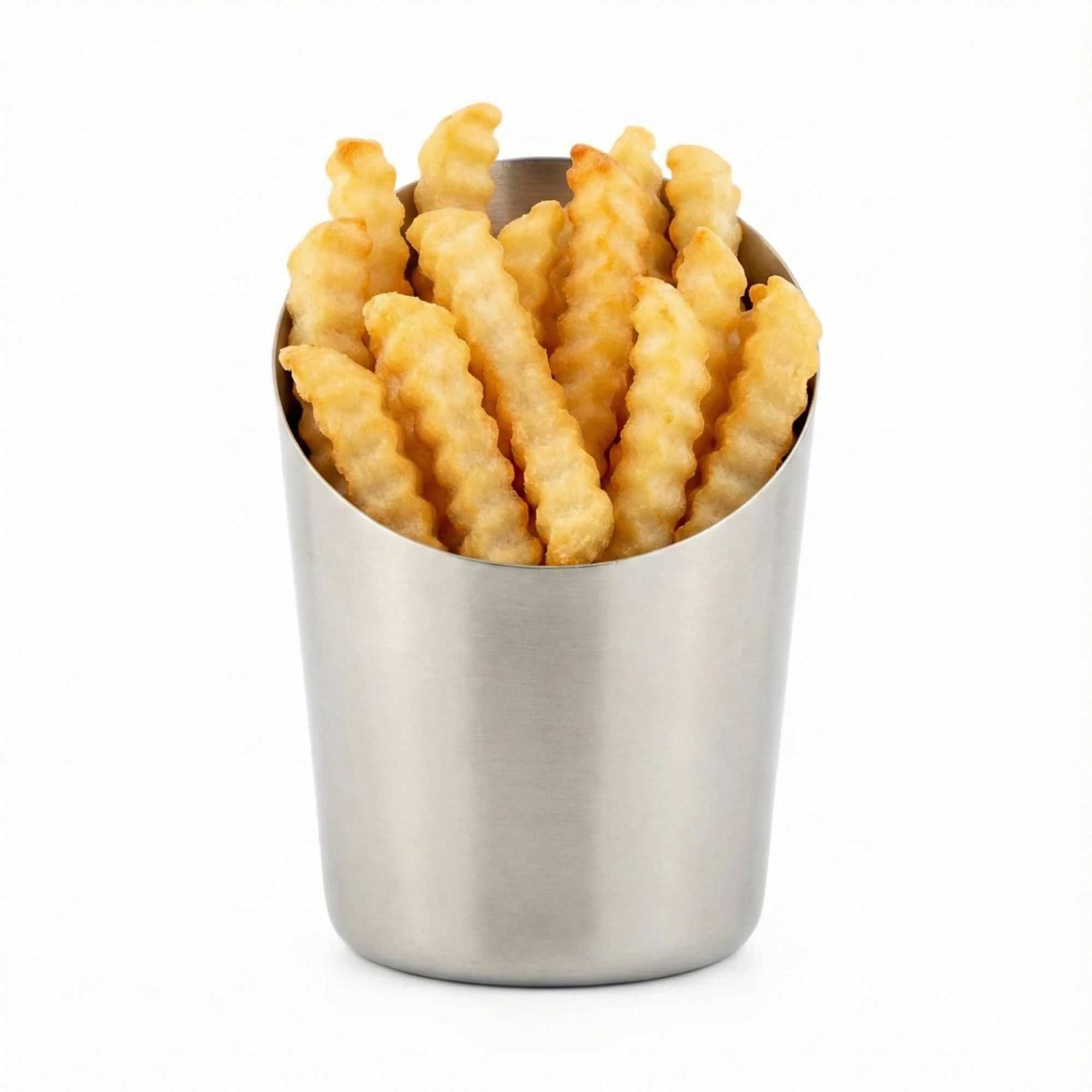 Met Lux Stainless Steel French Fry Cup - Tapered, Satin Finish - 3 1/2" x 4 1/2" - 1 count box