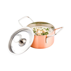 Met Lux 9 oz Copper Stainless Steel Small Individual Casserole Pot - with Lid - 5 3/4
