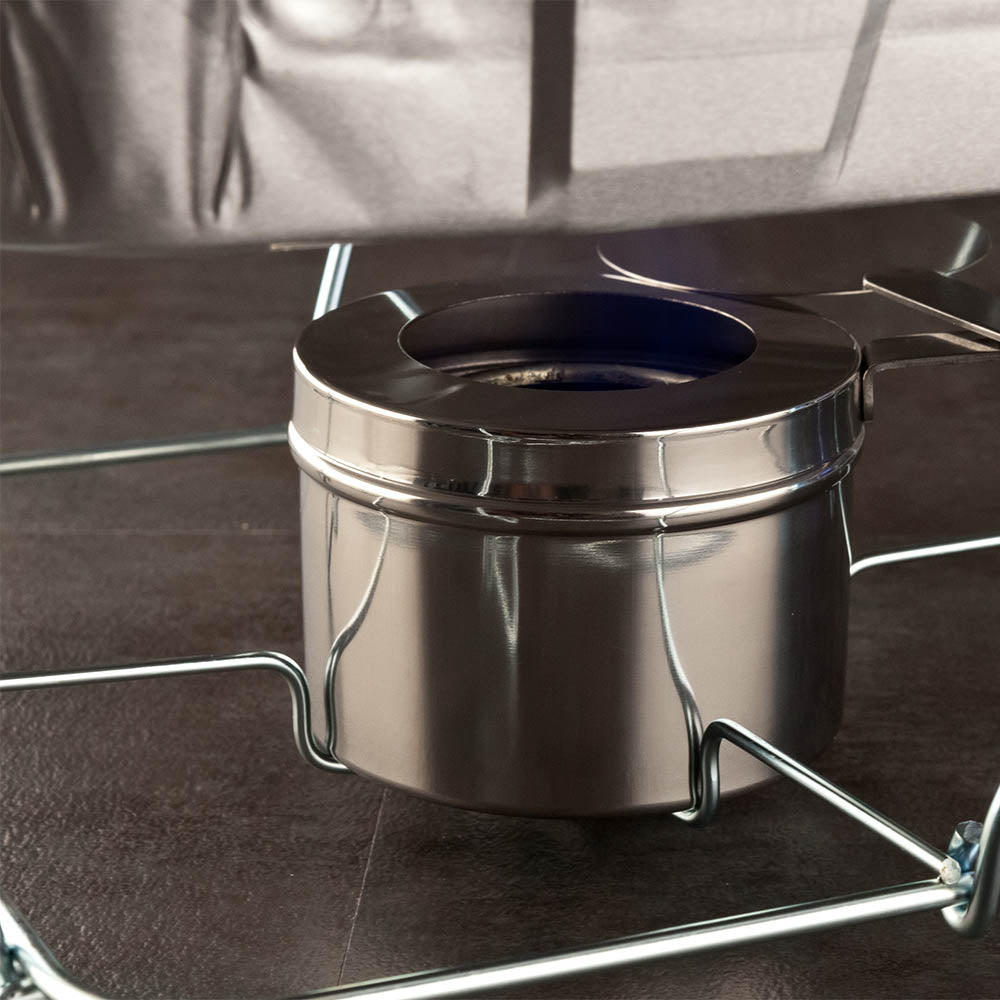 Met Lux 8 oz Stainless Steel Chafer Fuel Holder - with Cover, Mirrored Finish - 6 1/2" x 3 1/2" x 2 1/2" - 1 count box