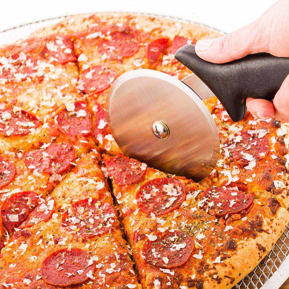 Met Lux Stainless Steel Pizza Wheel - with Black Plastic Handle - 9 1/2" - 1 count box