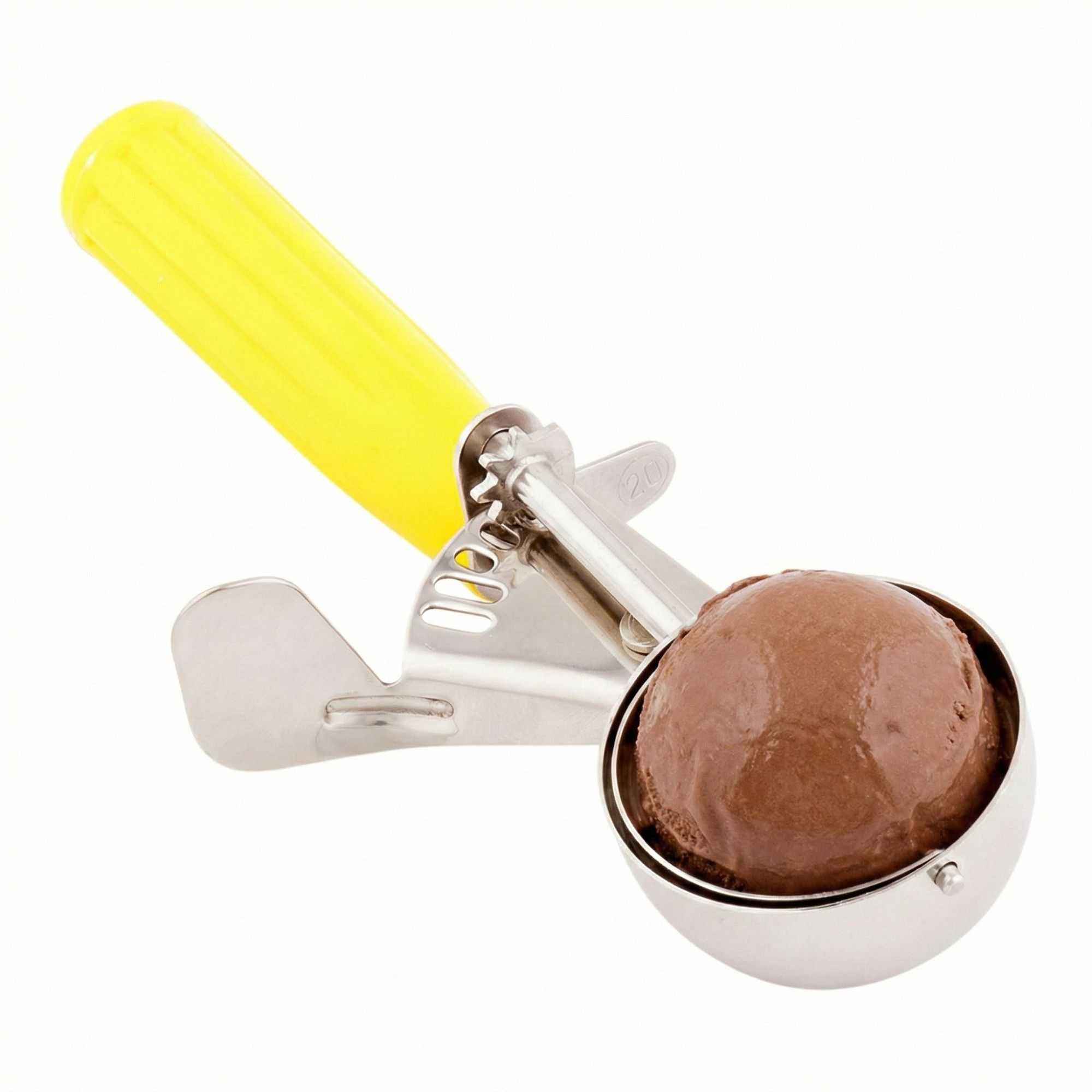 Met Lux 2 oz Stainless Steel #20 Portion Scoop - with Yellow Handle - 1 count box