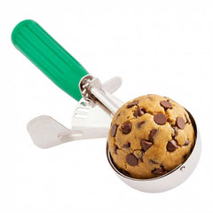 Met Lux 2.5 oz Stainless Steel #12 Portion Scoop - with Green Handle - 40 count box