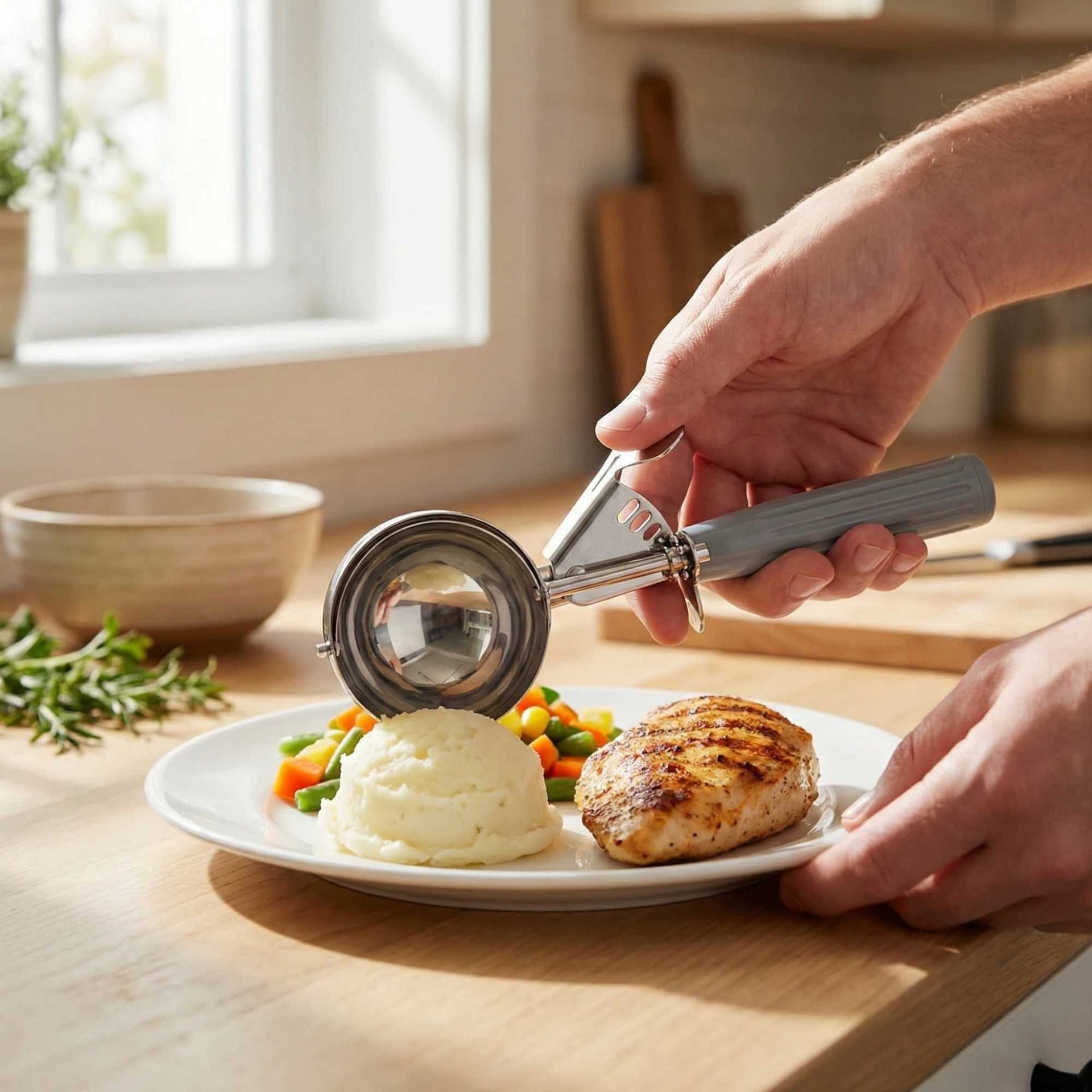 Met Lux 4 oz Stainless Steel #8 Portion Scoop - with Gray Handle - 1 count box