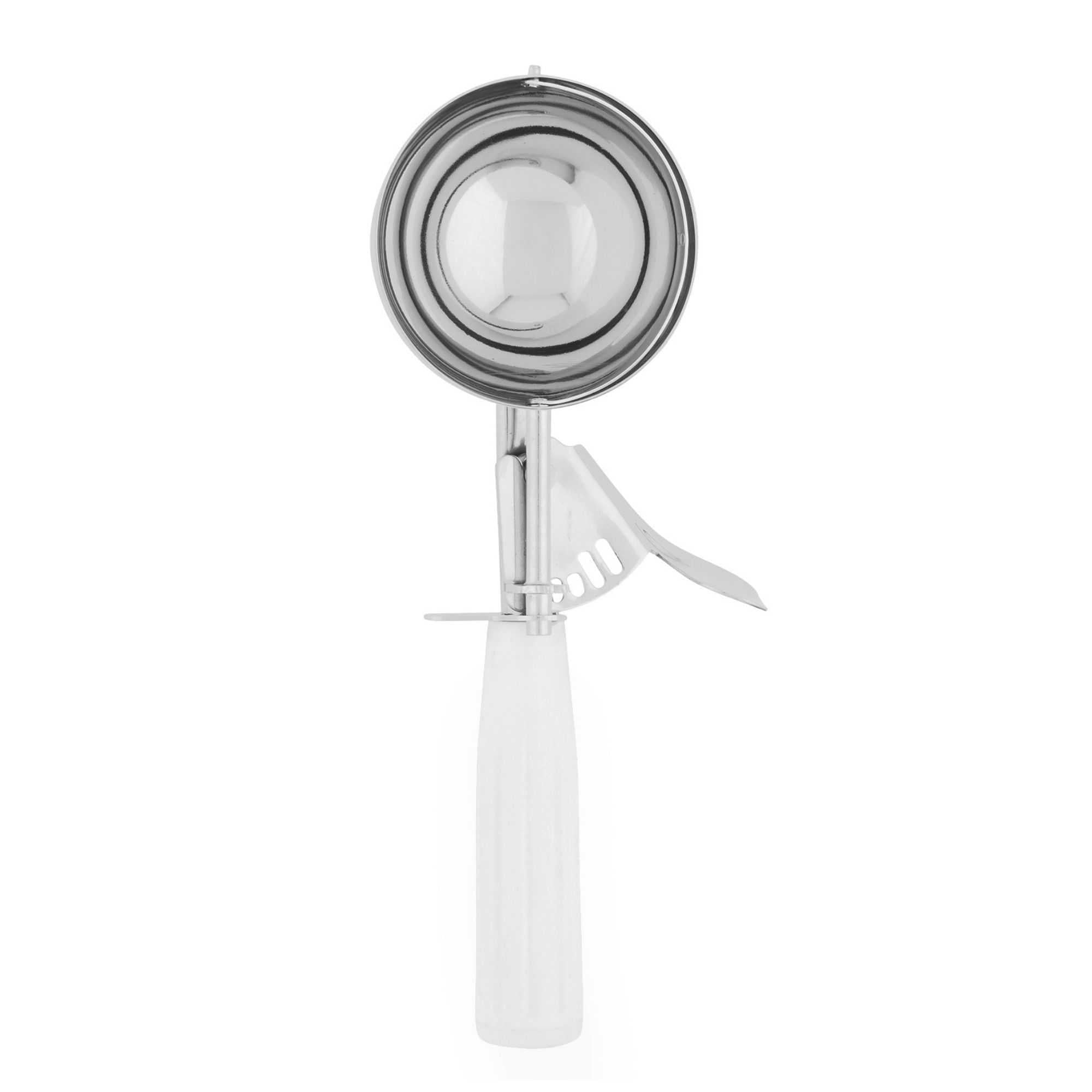Met Lux 4.66 oz Stainless Steel #6 Portion Scoop - with White Handle - 1 count box