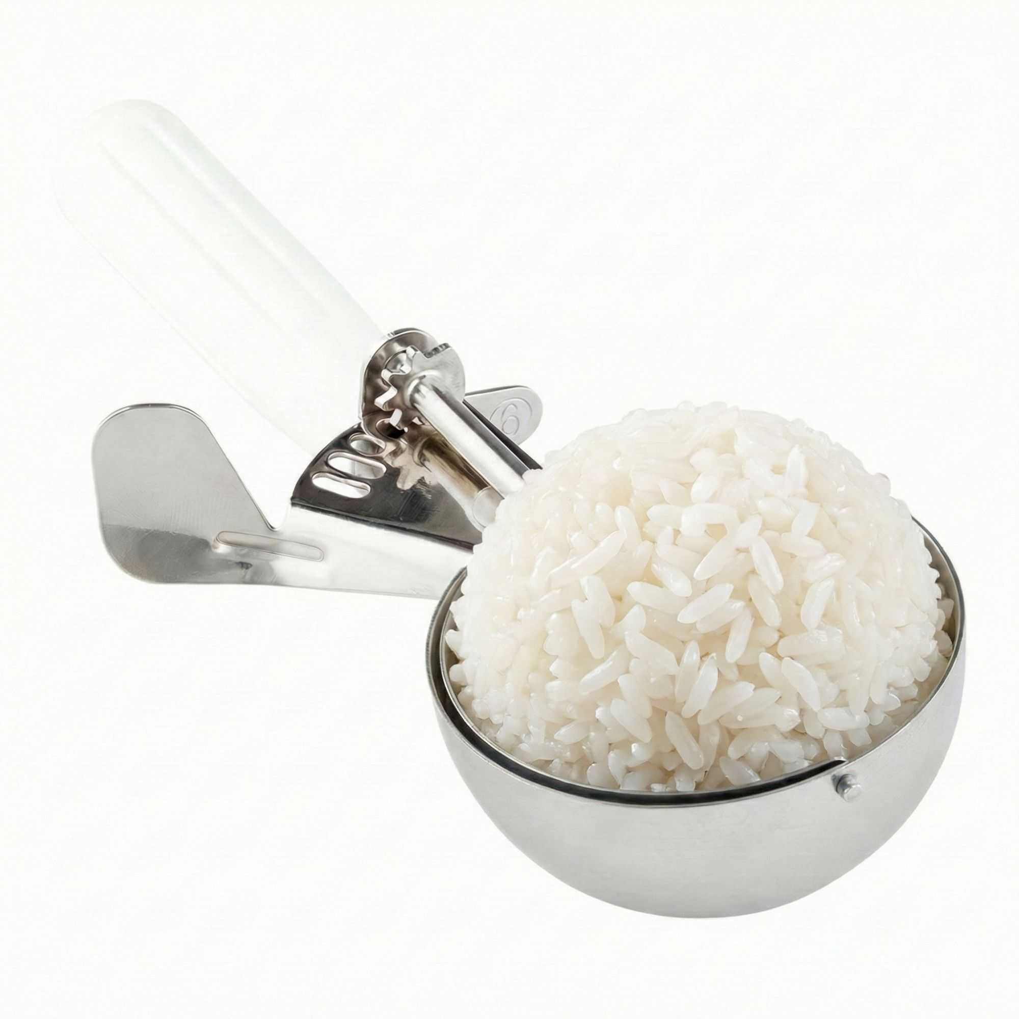 Met Lux 4.66 oz Stainless Steel #6 Portion Scoop - with White Handle - 1 count box