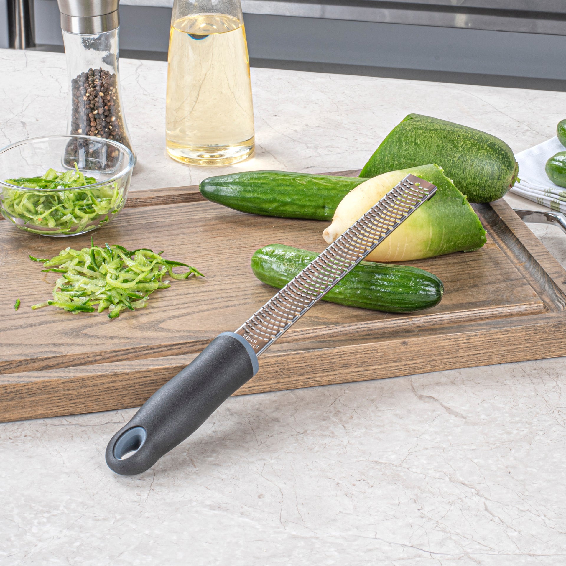 Met Lux Stainless Steel Grater - with Plastic Handle - 13" - 1 count box