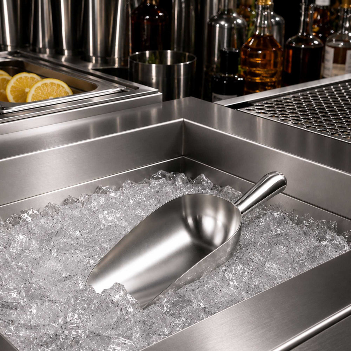 Met Lux 24 oz Stainless Steel Ice Scoop - Round Bottom - 10 1/2" x 4" x 2 3/4" - 1 count box