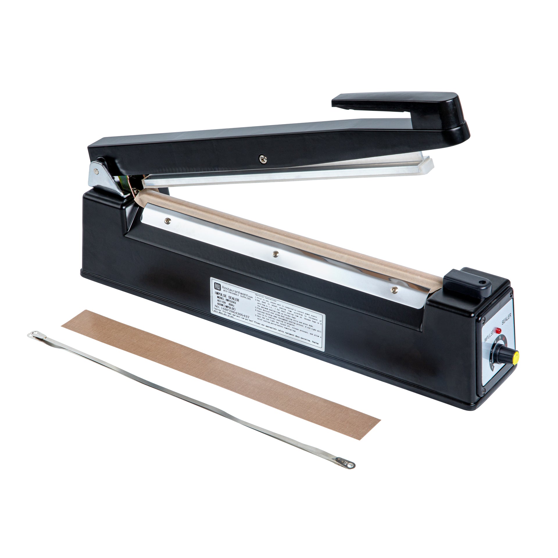 Fresh Hero Black Aluminum Hand Impulse Sealer - Industrial Grade, Food Safe - 17 3/4" x 3 1/4" x 10" - 1 count box