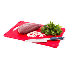 Sure Grip Red Plastic Cutting Board - Non-Slip, Measurement Markers, Carrying Handle - 12