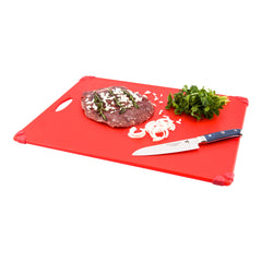 Sure Grip Red Plastic Cutting Board - Non-Slip, Measurement Markers, Carrying Handle - 18