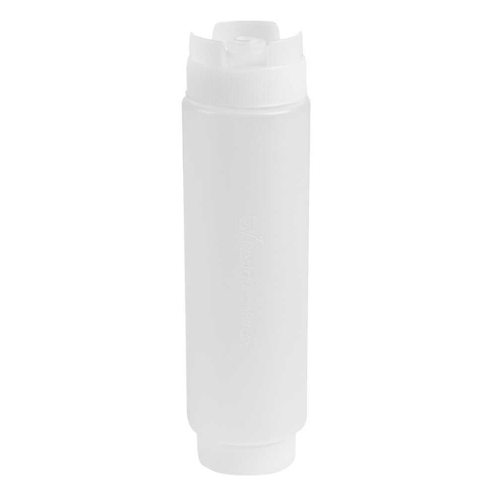First In First Out 16 oz Clear Plastic Squeeze Bottle - Inverted, Refill & Dispensing Lid - 2 1/2" x 2 1/2" x 8 1/4" - 72 count box