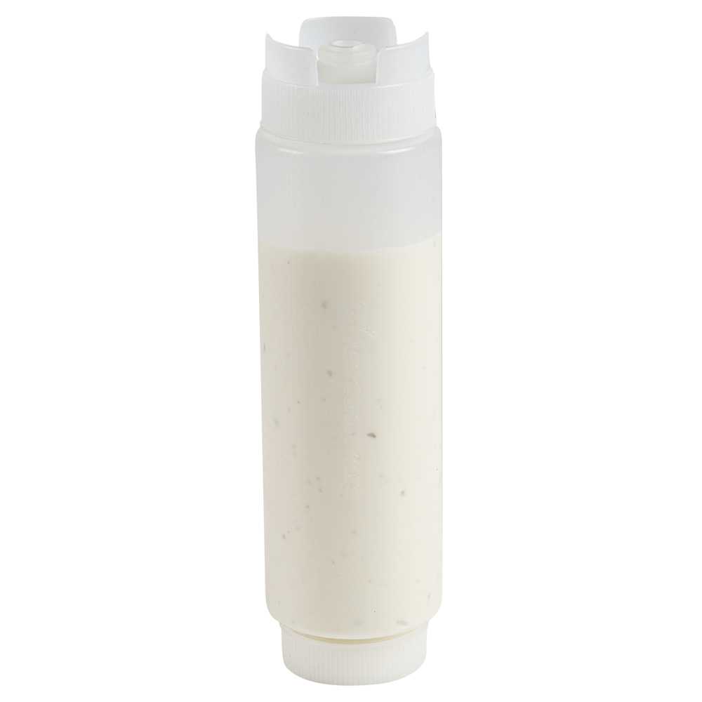 First In First Out 16 oz Clear Plastic Squeeze Bottle - Inverted, Refill & Dispensing Lid - 2 1/2" x 2 1/2" x 8 1/4" - 72 count box