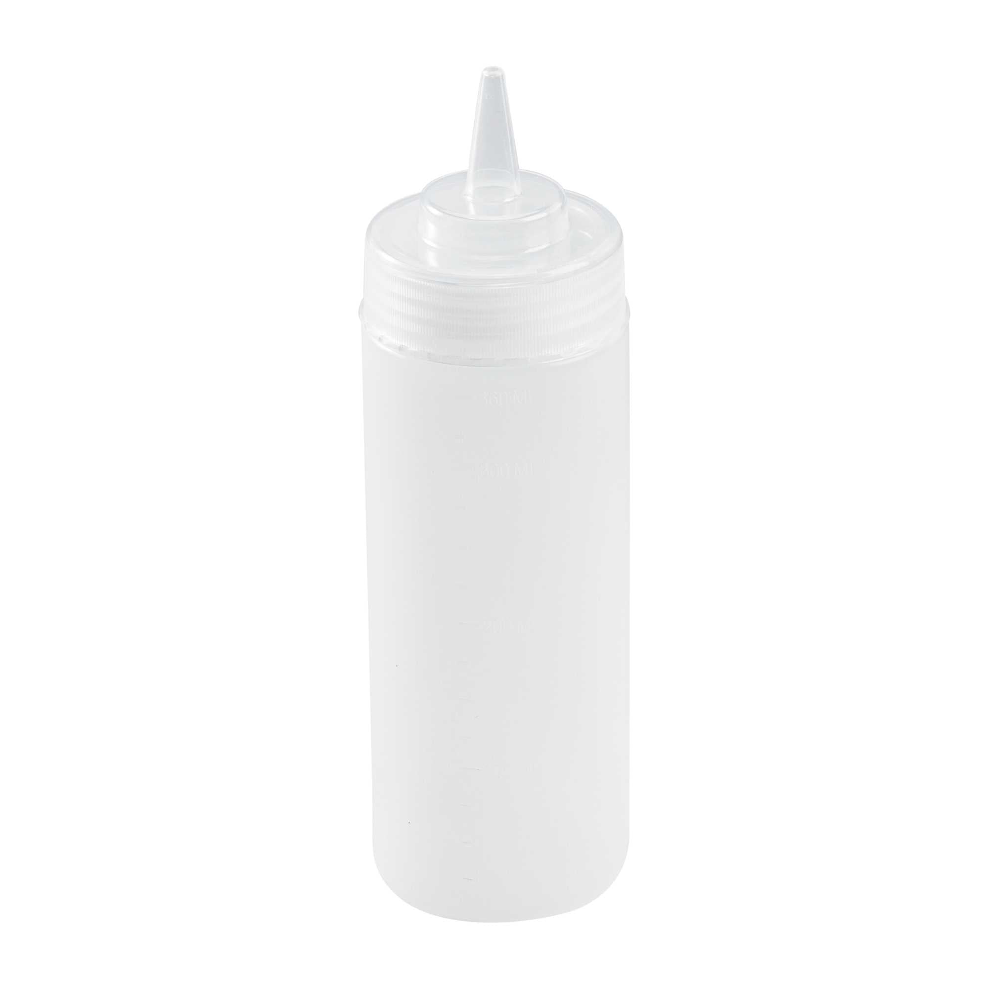 Sauce Tek 12 oz Clear Plastic Squeeze Bottle - Precision Tip - 2 1/4" x 2 1/4" x 8" - 72 count box
