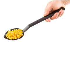 Cater Tek Black Plastic Catering Spoon - Perforated - 13