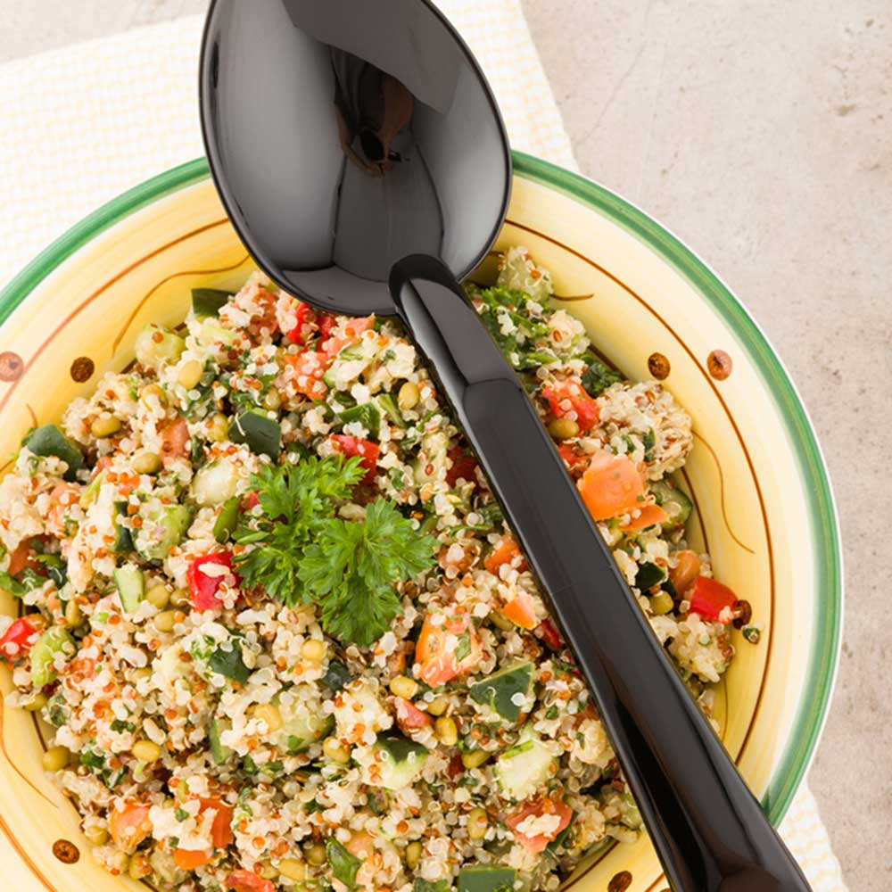Cater Tek 1 oz Black Plastic Catering Spoon - Solid - 11" - 1 count box