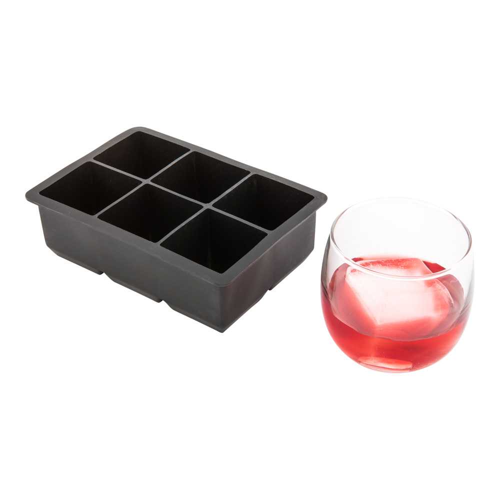 Bar Lux Black Silicone Ice Mold - 2" Cube, 6 Compartments - 80 count box