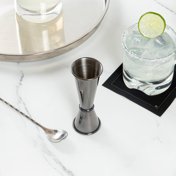Bar Lux 1 oz / 2 oz Black Stainless Steel Jigger - Japanese Style