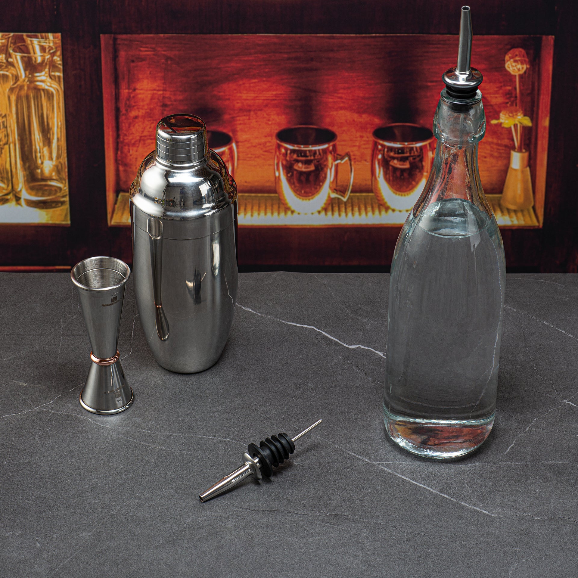 Bar Lux Stainless Steel Speed Pourer - 4 1/4" x 1 1/4" x 1 1/4" - 4 count box
