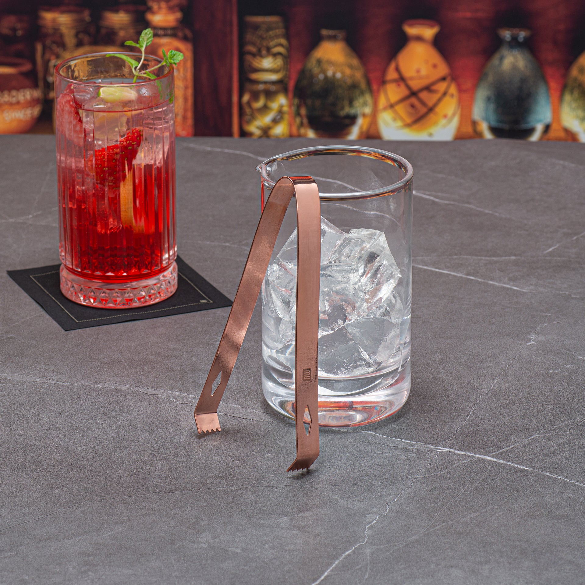 Bar Lux Copper-Plated Stainless Steel Ice Tongs - 6 1/4" x 2 1/2" x 3/4" - 1 count box