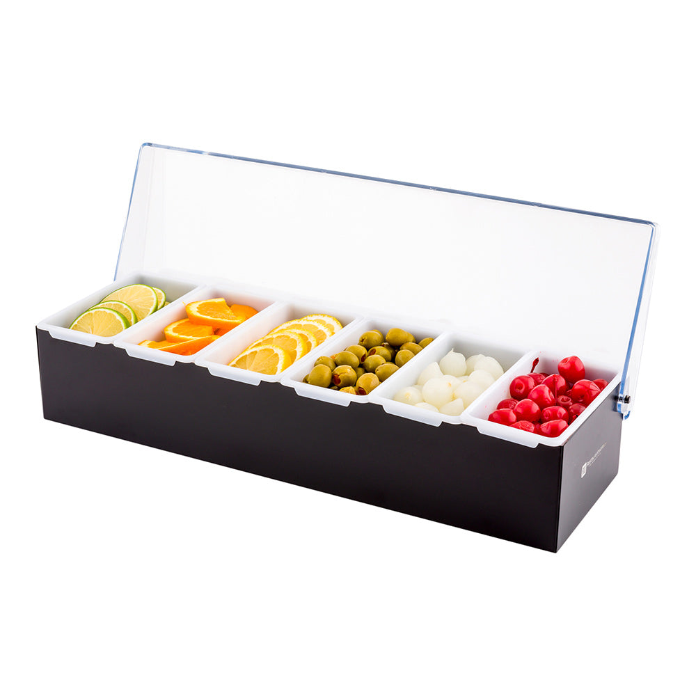 Bar Lux Black Stainless Steel Condiment Caddy - 6 Plastic Inserts - 18 ...