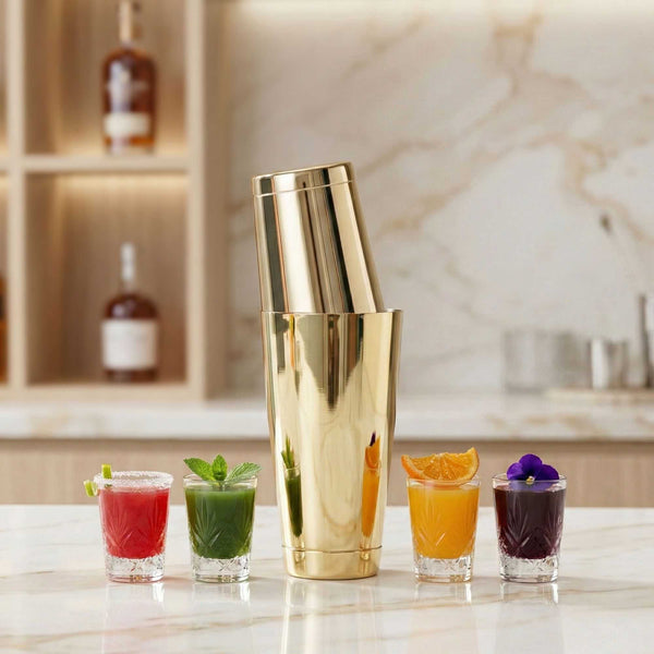 Bar Lux 24 oz Gold-Plated Stainless Steel Cocktail Shaker Tin - Weighted - 3 1/2