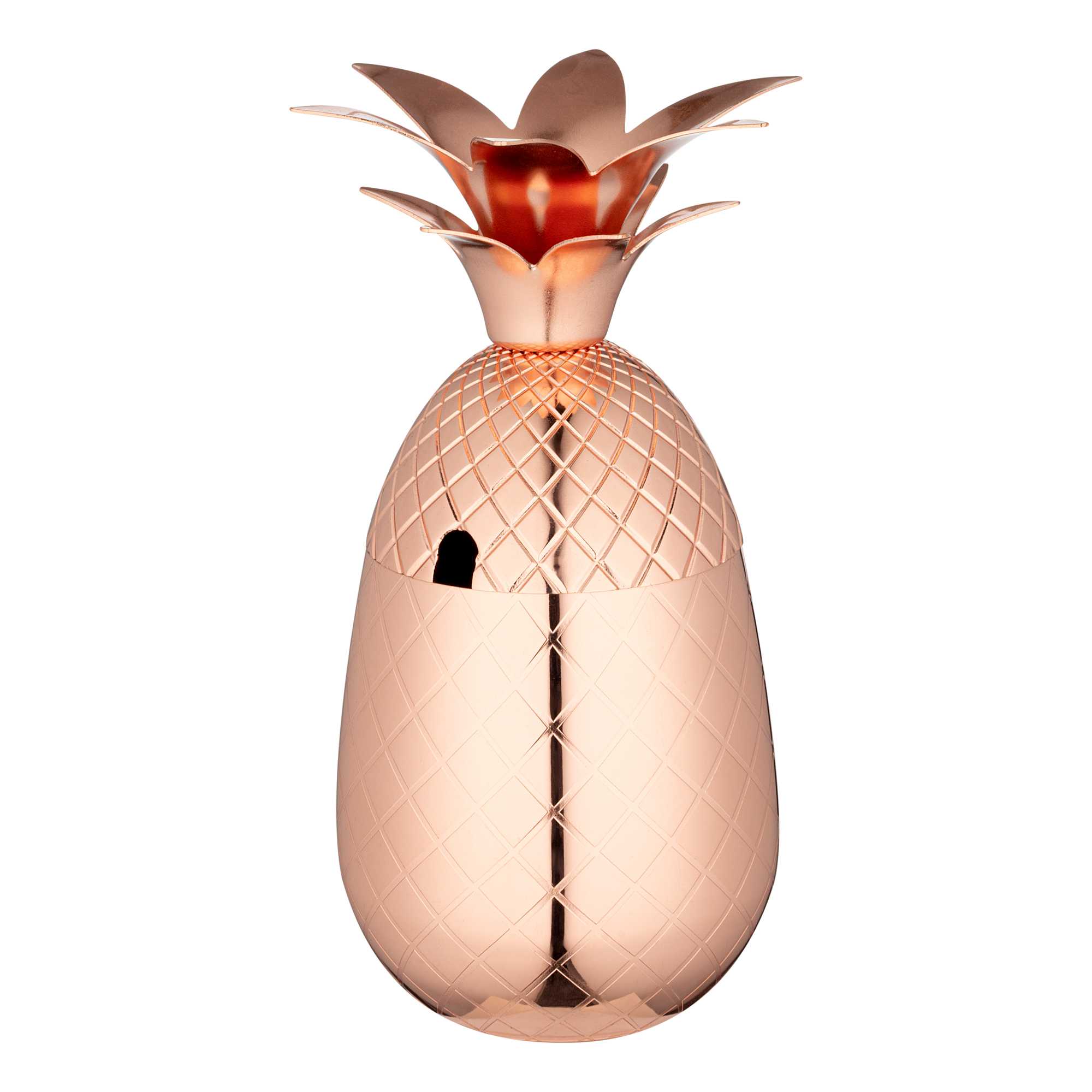Bar Lux 16 oz Copper-Plated Stainless Steel Pineapple Tumbler - 3 1/2" x 3 1/2" x 7 1/2" - 24 count box