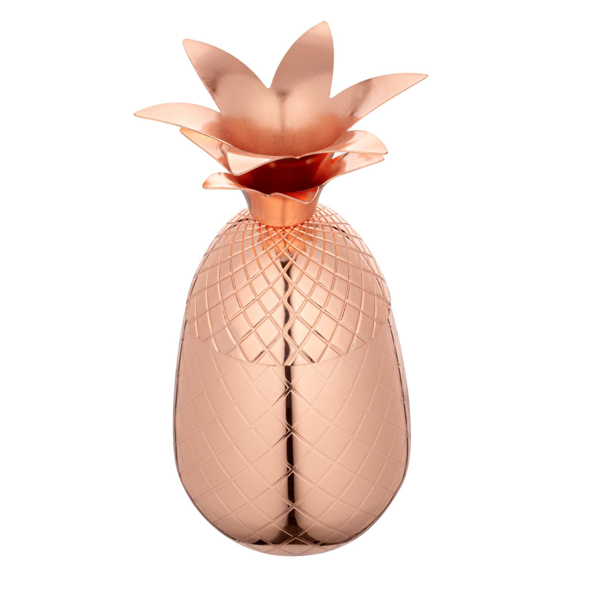 Bar Lux 16 oz Copper-Plated Stainless Steel Pineapple Tumbler - 3 1/2" x 3 1/2" x 7 1/2" - 24 count box