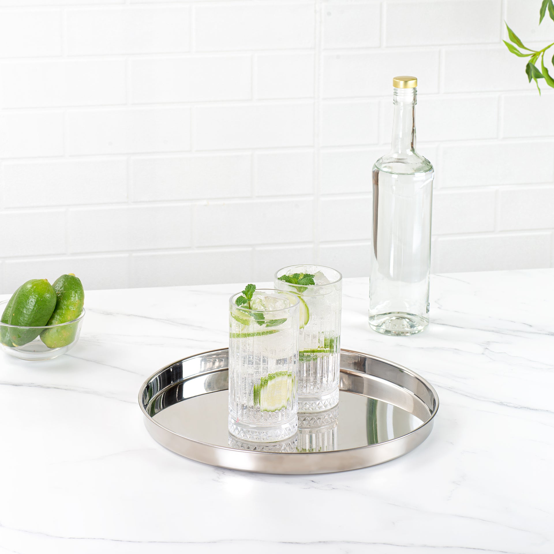Bar Lux Stainless Steel Serving Tray - Mirrored Finish - 12 1/4" x 12 1/4" - 1 count box