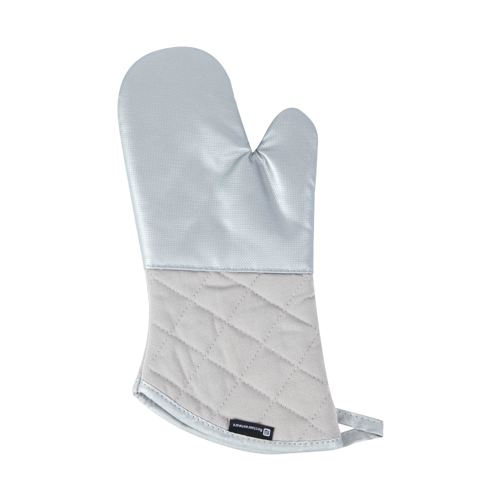 RW Threads Silver Fiberglass Oven Mitt - Non-Slip, Professional Grade - 15" x 7" x 1" - 1 count box