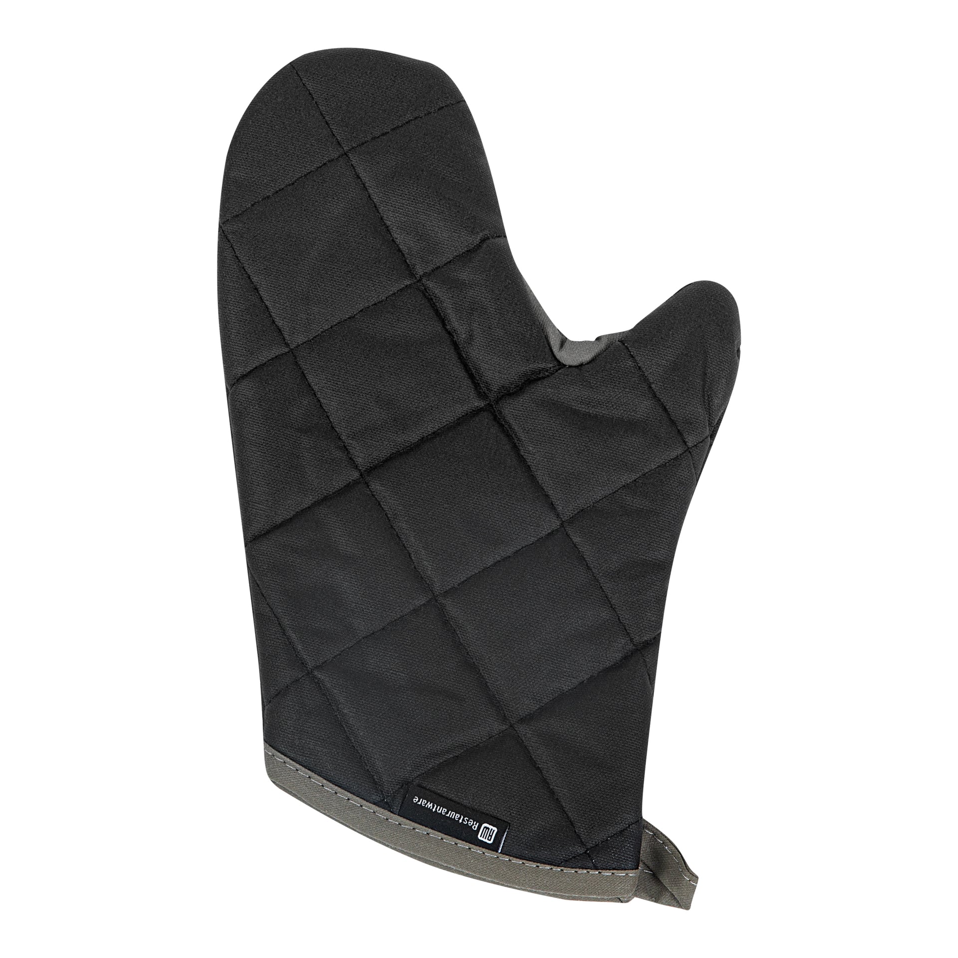 RW Threads Black Cotton Oven Mitt - Flame Retardant, with Thumb Guard - 13 3/4" x 8" x 1" - 1 count box